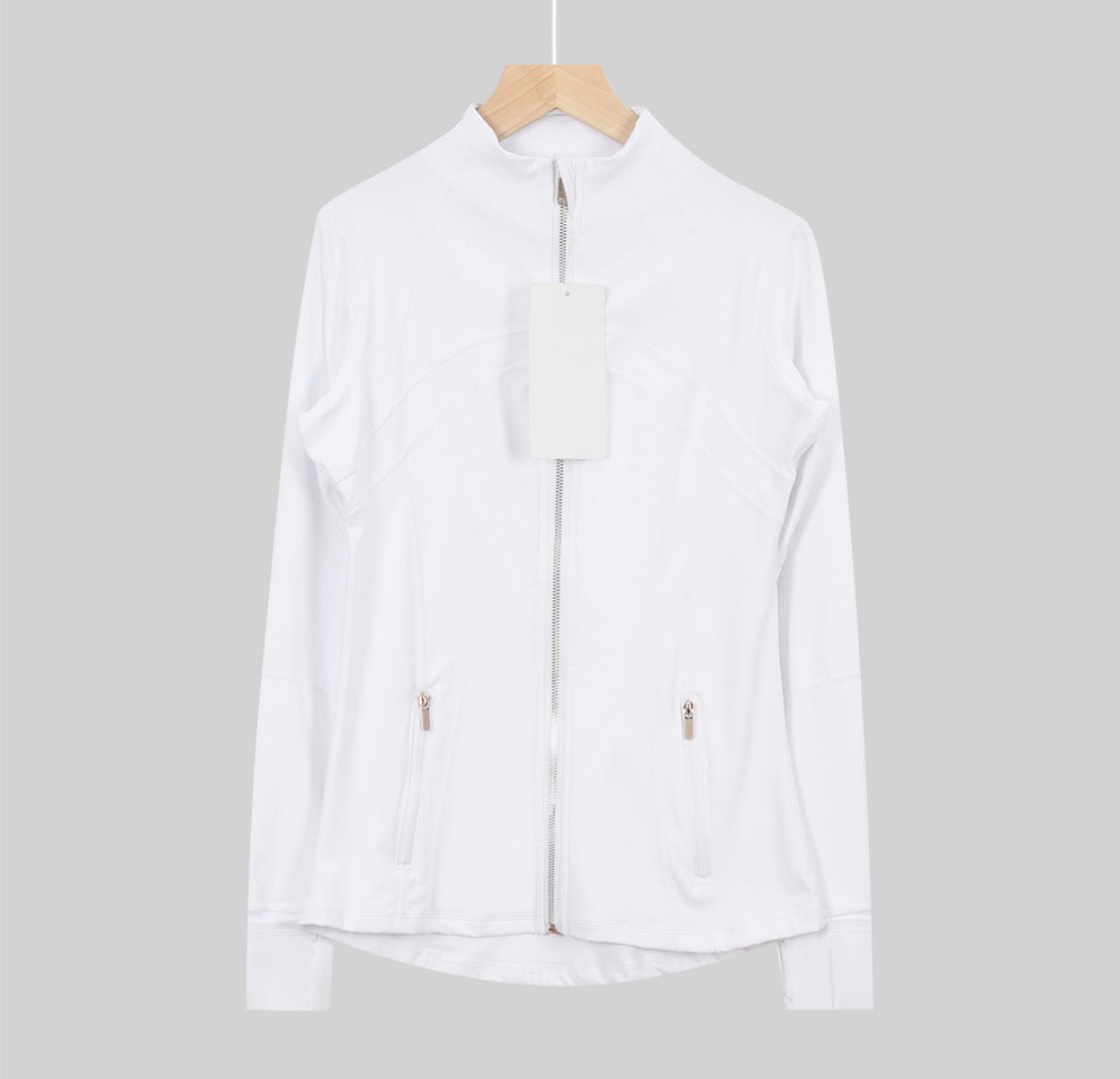 White Jacket Gold Zip
