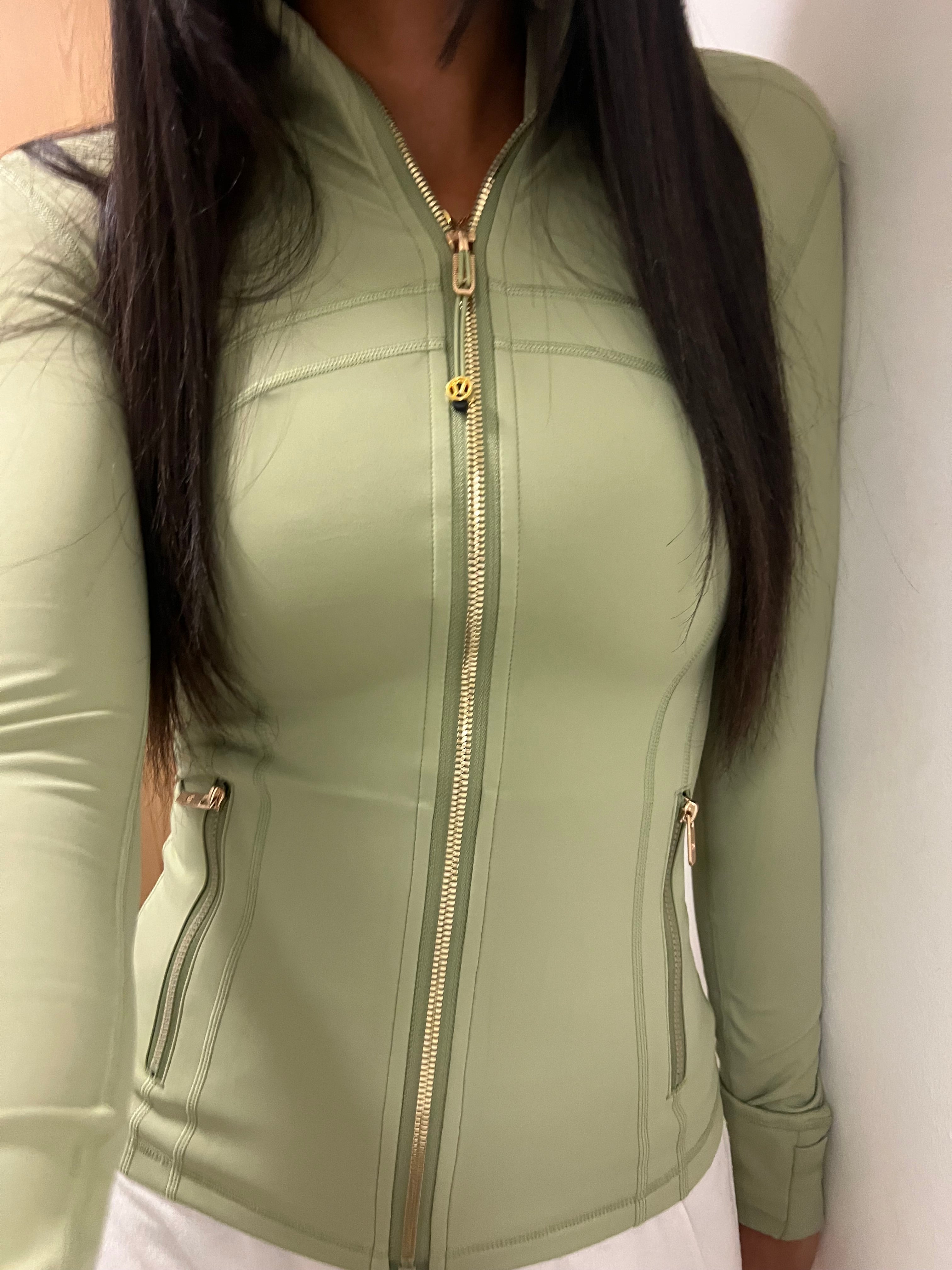 Sage Green Jacket Gold Zip