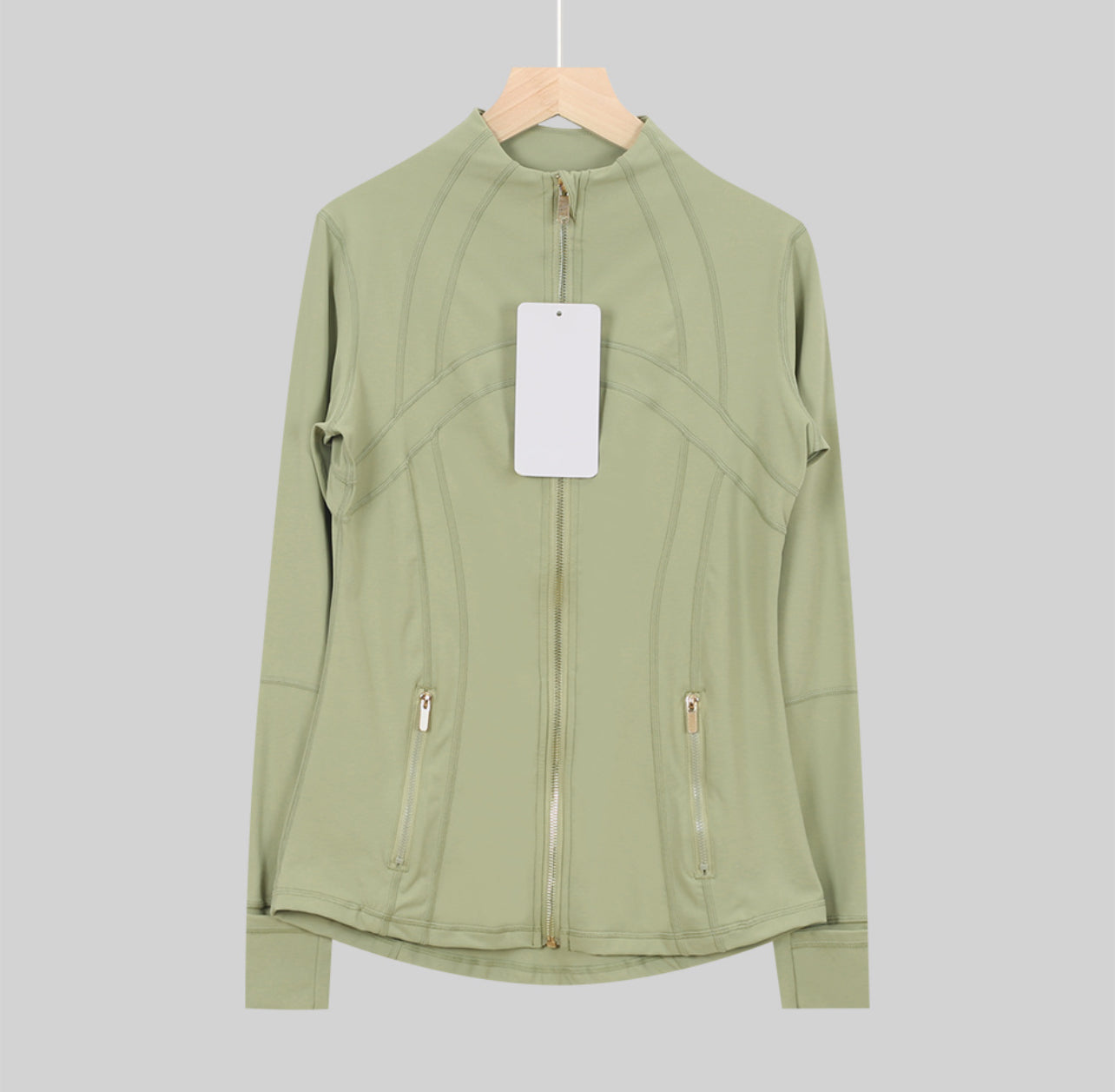 Sage Green Jacket Gold Zip